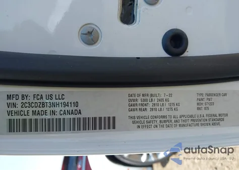 2022 Dodge Challenger R/T from USA, damaged, VIN 2C3CDZBT3NH194110